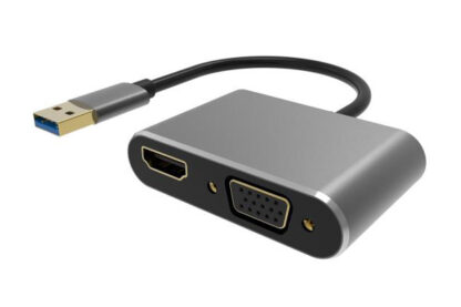 POWERTECH αντάπτορας USB σε HDMI & VGA PTH-101, 4K/30Hz, γκρι