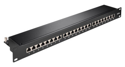 GOOBAY patch panel 90854, 19"/1U, 24x ports, CAT 6a STP, μαύρo