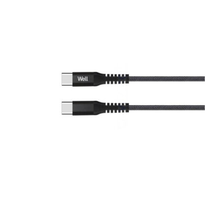 Καλώδιο Type-C σε Type-C - Data 1m 3A 60W Μαύρο Well CABLE-USBC/USBC-1BK6001-WL