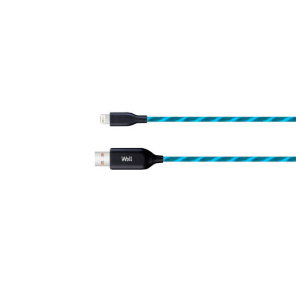 Καλώδιο 3A USB 2.0 σε Lightning Φόρτισης - Data 1m Μπλε Φωτιζόμενο Well USB/LIGHT-1BE03-WL