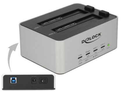 DELOCK docking station 63991, clone function, 2x 2.5/3.5" SSD/HDD, 5Gbps