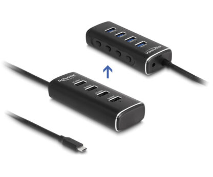 DELOCK USB-C hub 64233 με διακόπτες, 4x USB θύρες, 10Gbps, μαύρο