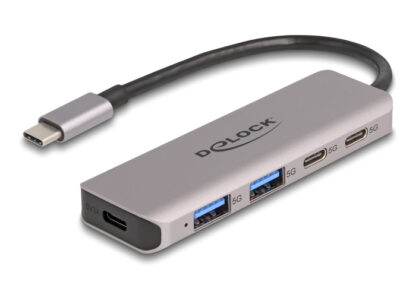 DELOCK USB-C hub 64239, 2x USB/2x USB-C θύρες, 5Gbps, γκρι