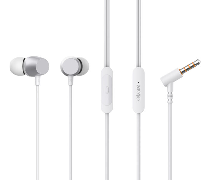CELEBRAT earphones με μικρόφωνο D10, 3.5mm, 1.2m, λευκά