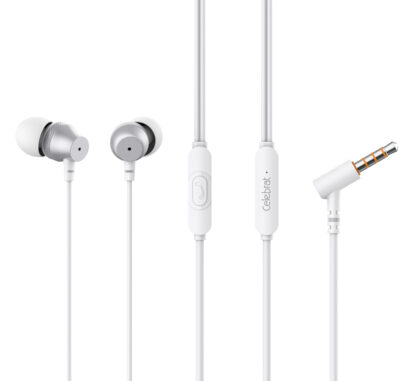 CELEBRAT earphones με μικρόφωνο D11, 3.5mm, 1.2m, λευκά