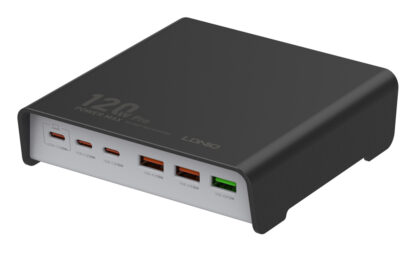 LDNIO σταθμός φόρτισης Q605, 3x USB-C & 3x USB, 120W, PD/QC, μαύρος