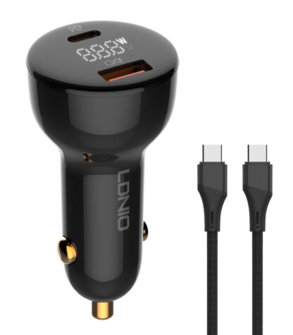 LDNIO φορτιστής αυτοκινήτου C101 με καλώδιο, USB/USB-C, 100W PD, μαύρος