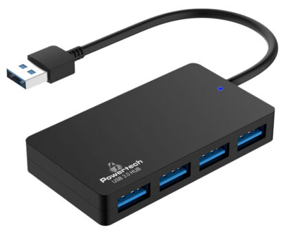 POWERTECH USB hub PT-1145, 4x θυρών, 5Gbps, USB σύνδεση, μαύρο