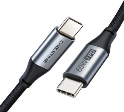 CABLETIME καλώδιο USB-C σε USB-C CT-CMCM, 60W, 480Mbps, 2m, μαύρο